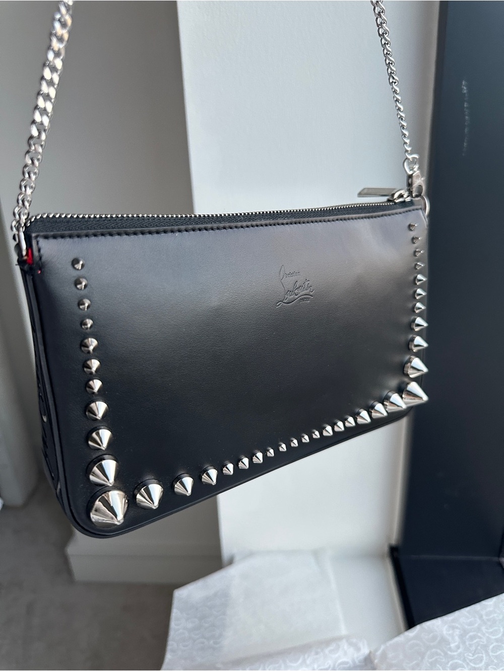Christian Louboutin pouch calf Paris gimme/ spikes  degrade